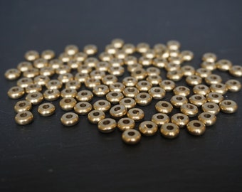 Perles en laiton 5 x 2,7 mm, disque, discus, macramé