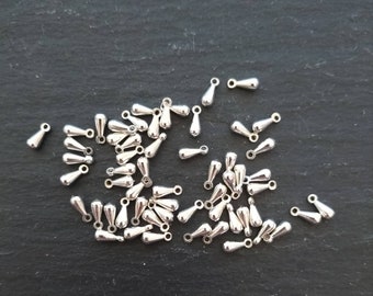 Metallanhänger Tropfen, silberfarben, 2,5x7 mm, Makramee und Schmuck