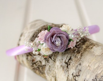 Cerchietto con fiori viola chiaro