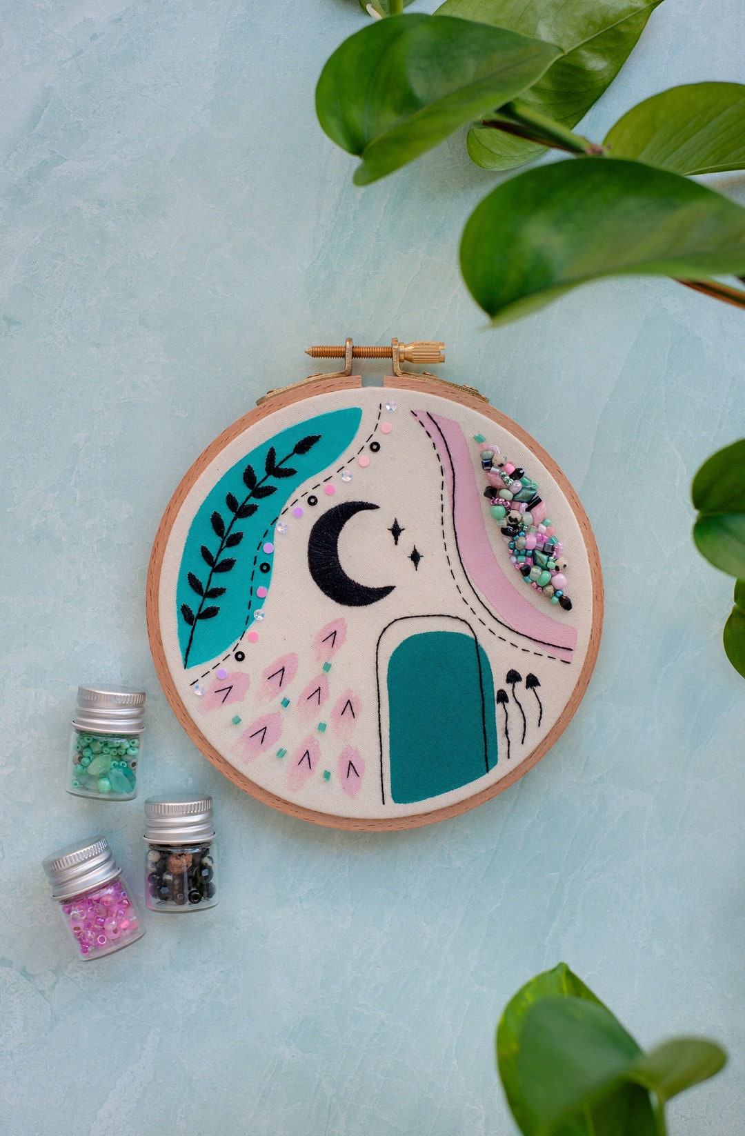 MOONLIT PORTAL 5 Mixed Media Embroidery Abstract Etsy