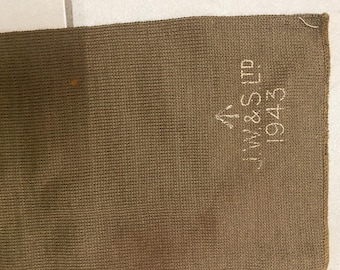 Bufanda de invierno de lana, uniforme original del ejército británico de la Segunda Guerra Mundial, gorra de comando, fechada en 1943.