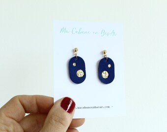 leather earrings / electric blue constellation