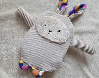 dry hot water bottle with removable linen and lavender cover - ecru velvet rabbit