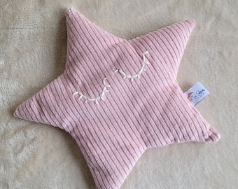 linen and lavender dry hot water bottle - powder pink velvet star