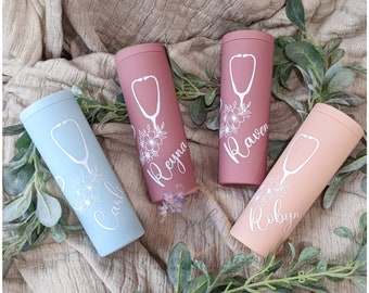 Matte Nurse Tumbler/ Matte Medical Tumbler/ Medical floral Tumbler/ Nurse gift/ 18oz Matte Tumbler