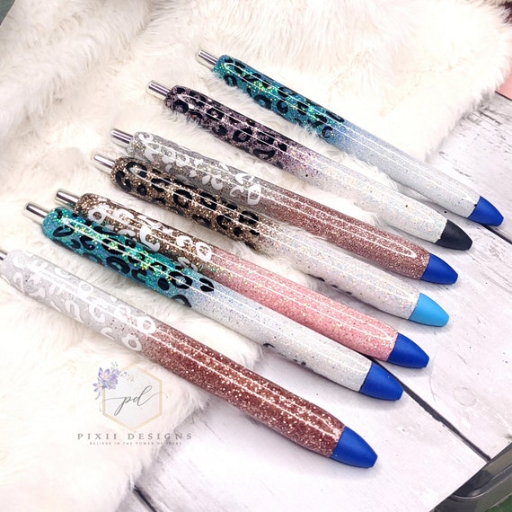 Glitter Rainbow Leopard Pen, Personalized Gel Pens