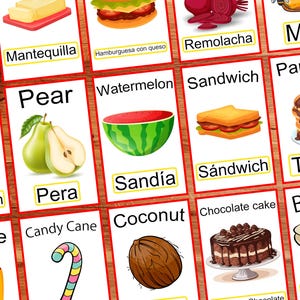 ¡90 cartas de comida al azar en español! (Alta calidad)
