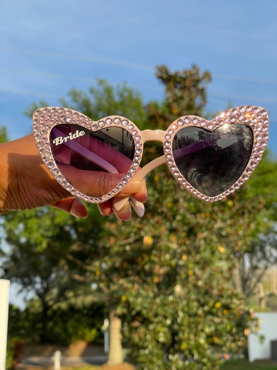Bride Rhinestone Sunglasses White Rhinestone Bride Sunglasses – Sparkle and Swag Party main image 4
