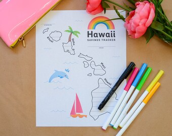 Hawaii Vacation Savings Tracker & Budget Sheet | Printable