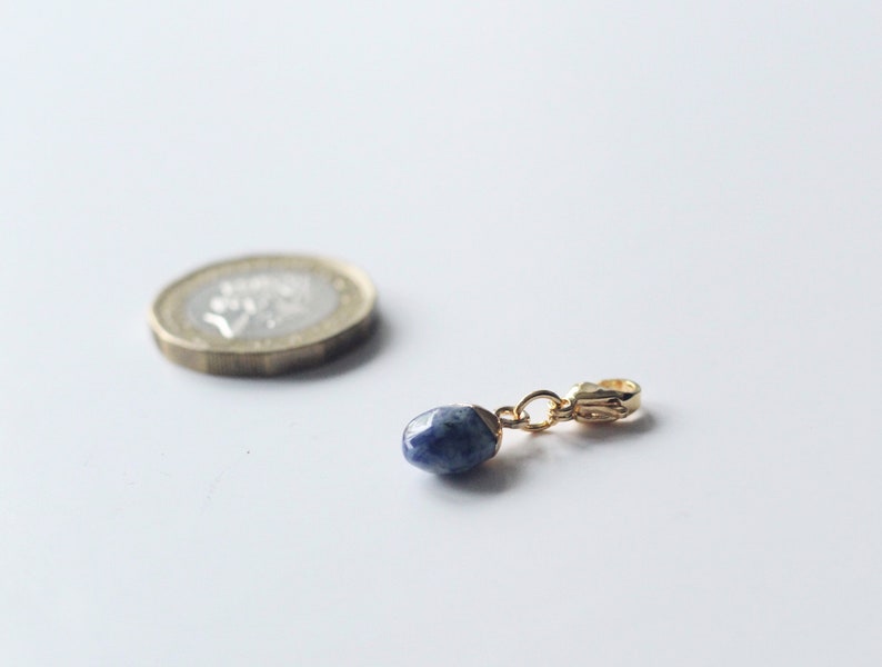 Natural Blue Spot Jasper Gemstone Progress Keeper Stitch Marker Knitting and Crochet Notion