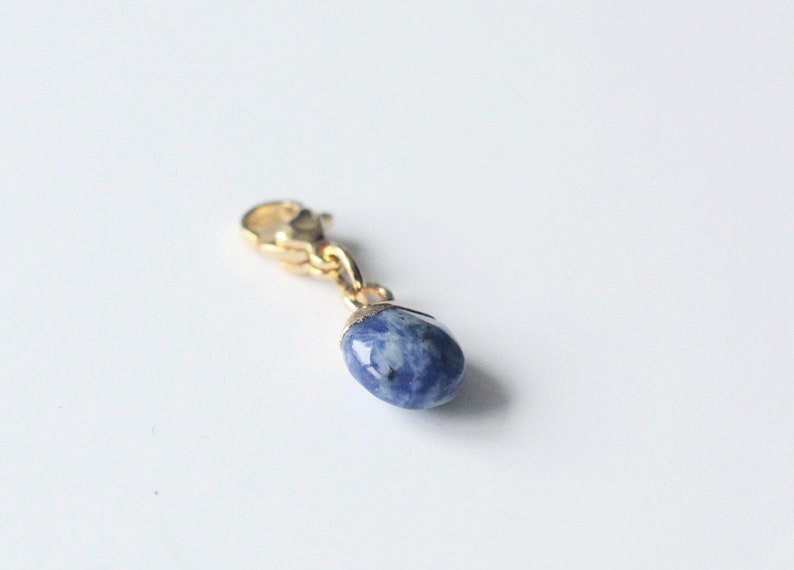 Natural Blue Spot Jasper Gemstone Progress Keeper Stitch Marker Knitting and Crochet Notion