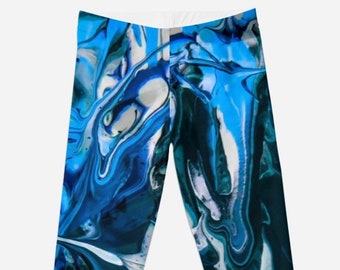 blue lagoon leggings — yoga pants » weird quirky clothes » strange artist club tights » bold colorful sportswear » unusual print