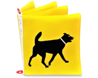 High Contrast Baby Soft Book: Yellow & Black Animals