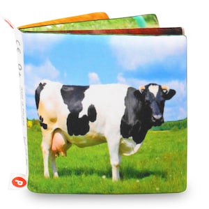 ANIMAUX DE LA FERME, livre en tissu pour bébé, illustrations réalistes, livre en tissu non toxique, jouet éducatif pour bébé, cadeau pour bébé de la campagne, jouet intelligent