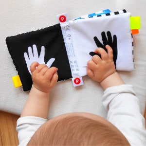 Sensory Activity CLOTH BOOK, Stimulation Contrasting Pattern, Drool-proof Tear-resistant Washable Soft Fabric, High Contrast Baby Infant Toy image 2