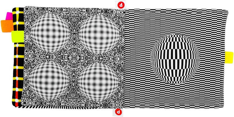 Puede incluir: Una imagen de ilusi&oacute;n &oacute;ptica en blanco y negro con cuatro esferas en el lado izquierdo y una esfera en el lado derecho. Las esferas est&aacute;n formadas por un patr&oacute;n de cuadr&iacute;cula que parece ser tanto cuadrados como c&iacute;rculos dependiendo de c&oacute;mo se mire.