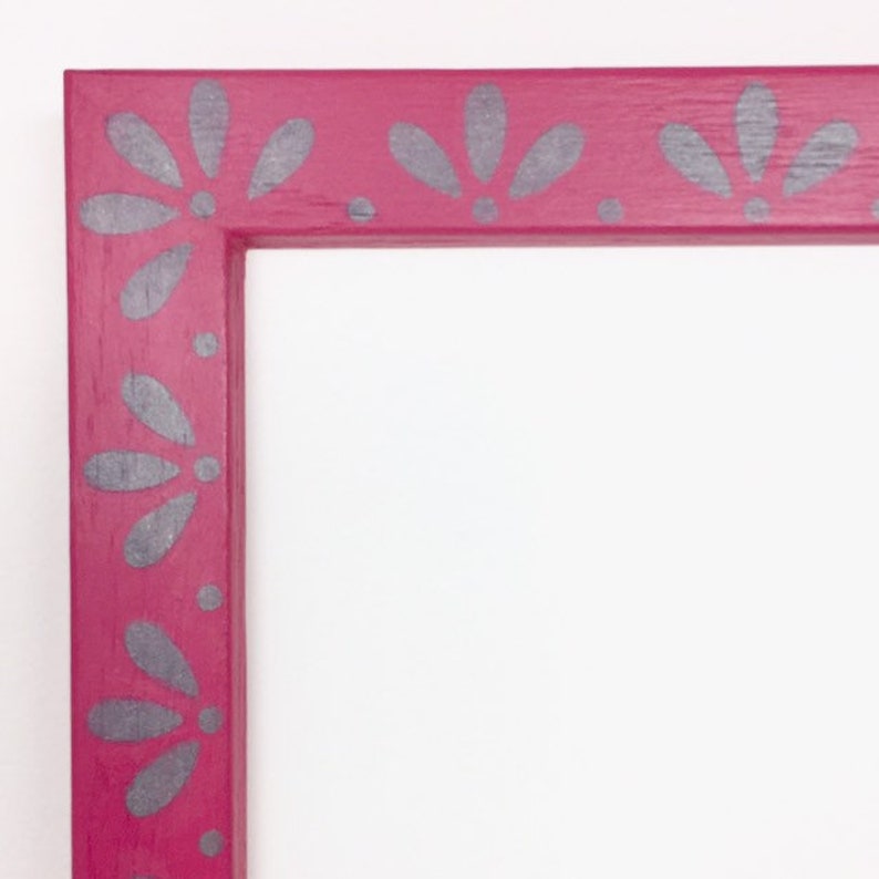 Rose Pink 8x10 handpainted picture frame with silver flower Etsy