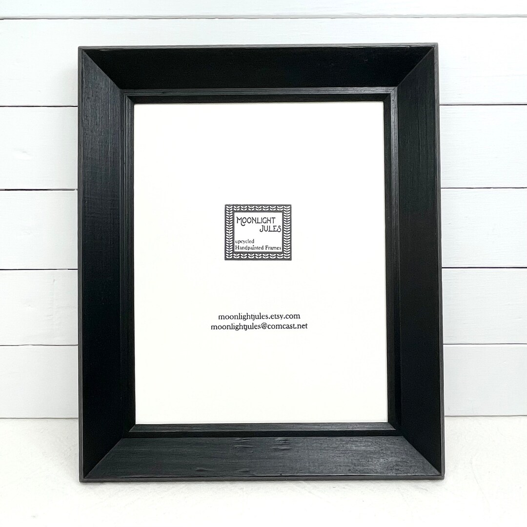 Black Picture Frame, 8x10 Handpainted Upcycled Vintage Wood Frame With