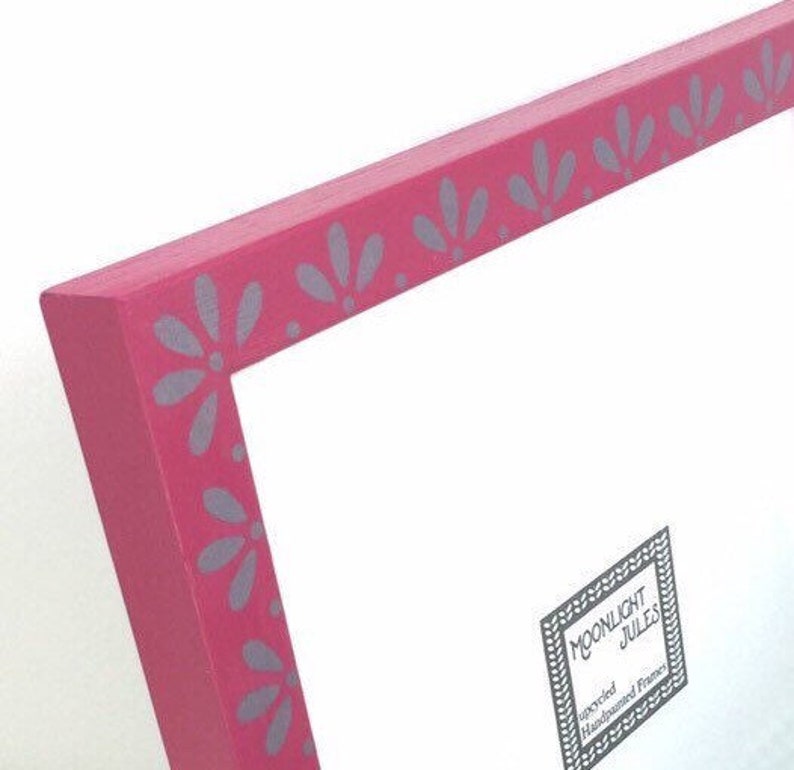 Rose Pink 8x10 handpainted picture frame with silver flower Etsy