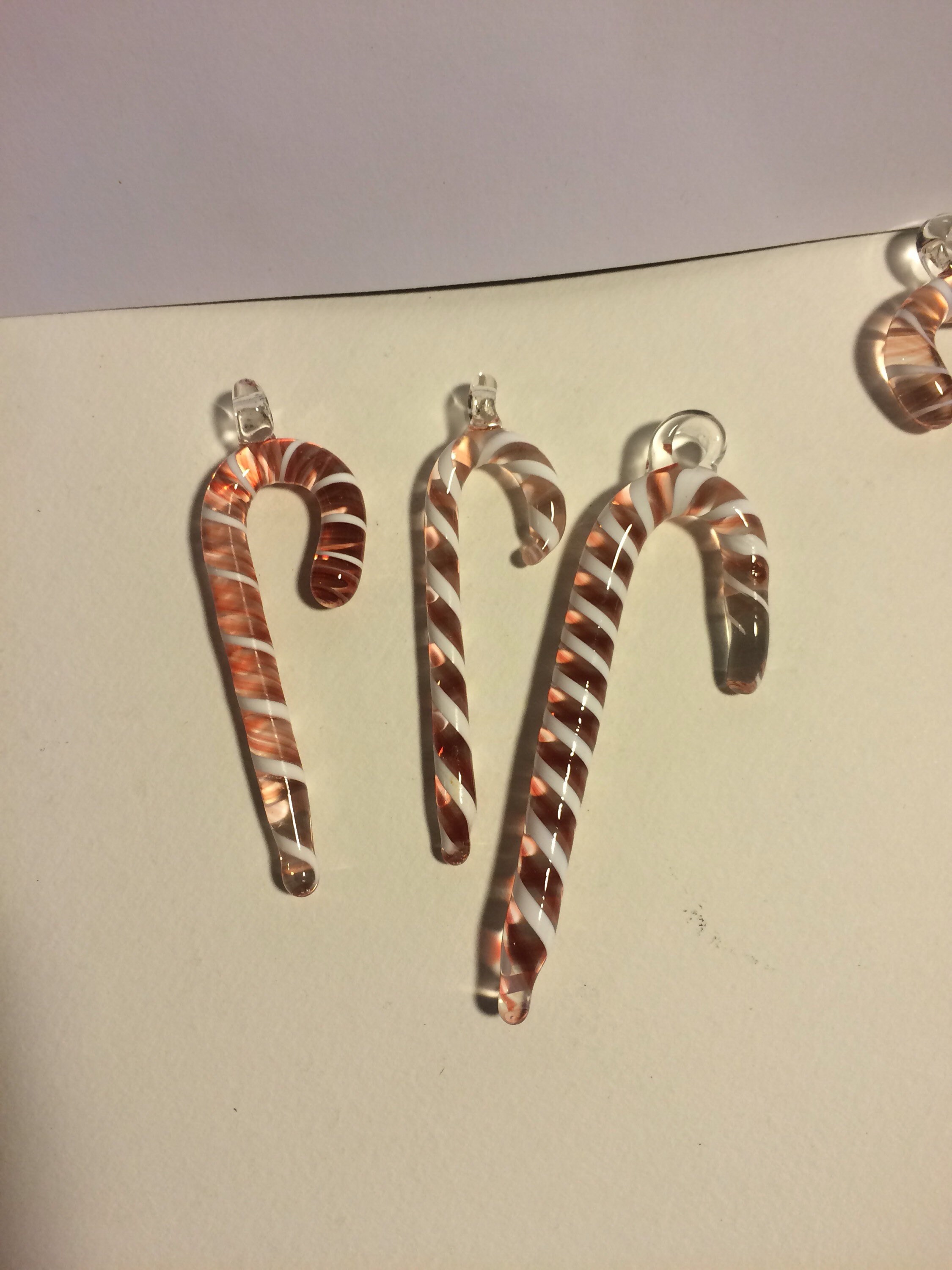 3 glass candy cane ornaments. Varied sizes 34 inches Etsy
