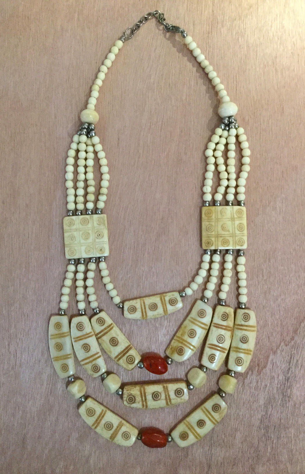 Vintage Tribal Carved Bone Bib Necklace 1980s FREE SHIPPING - Etsy