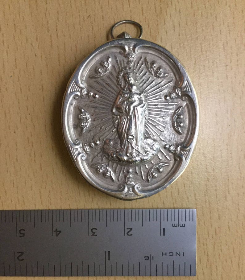 Antique Continental Silver Reliquary Box Pendant Etsy