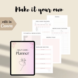 PLR Self Care Planner, Canva Template, Health PLR Planner, Editable ...