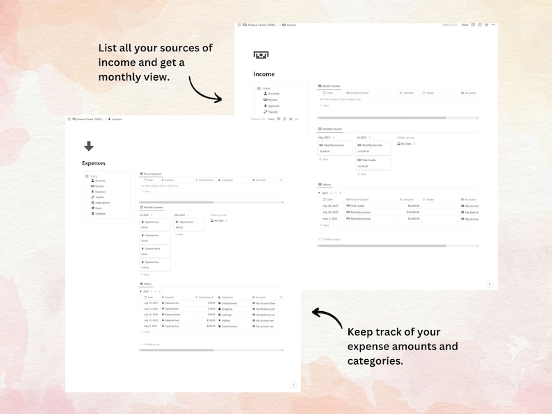 Income Management Spreadsheet Preview