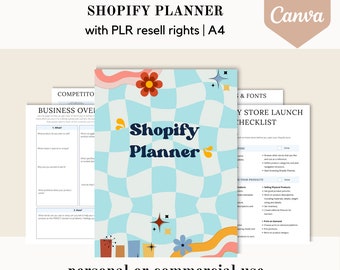 PLR Shopify planner, business Canva template, editable canva template, done for you tracker organizer, commercial use resell rights workbook