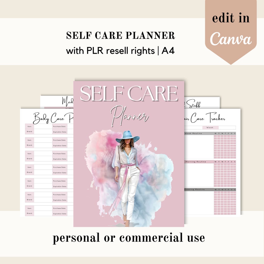 PLR Self Care Planner: Canva Health Journal Template (commercial and ...