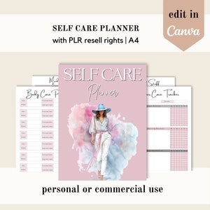 PLR Self care planner, Canva template, health PLR planner, skincare editable template, done for you journal, commercial use resell rights