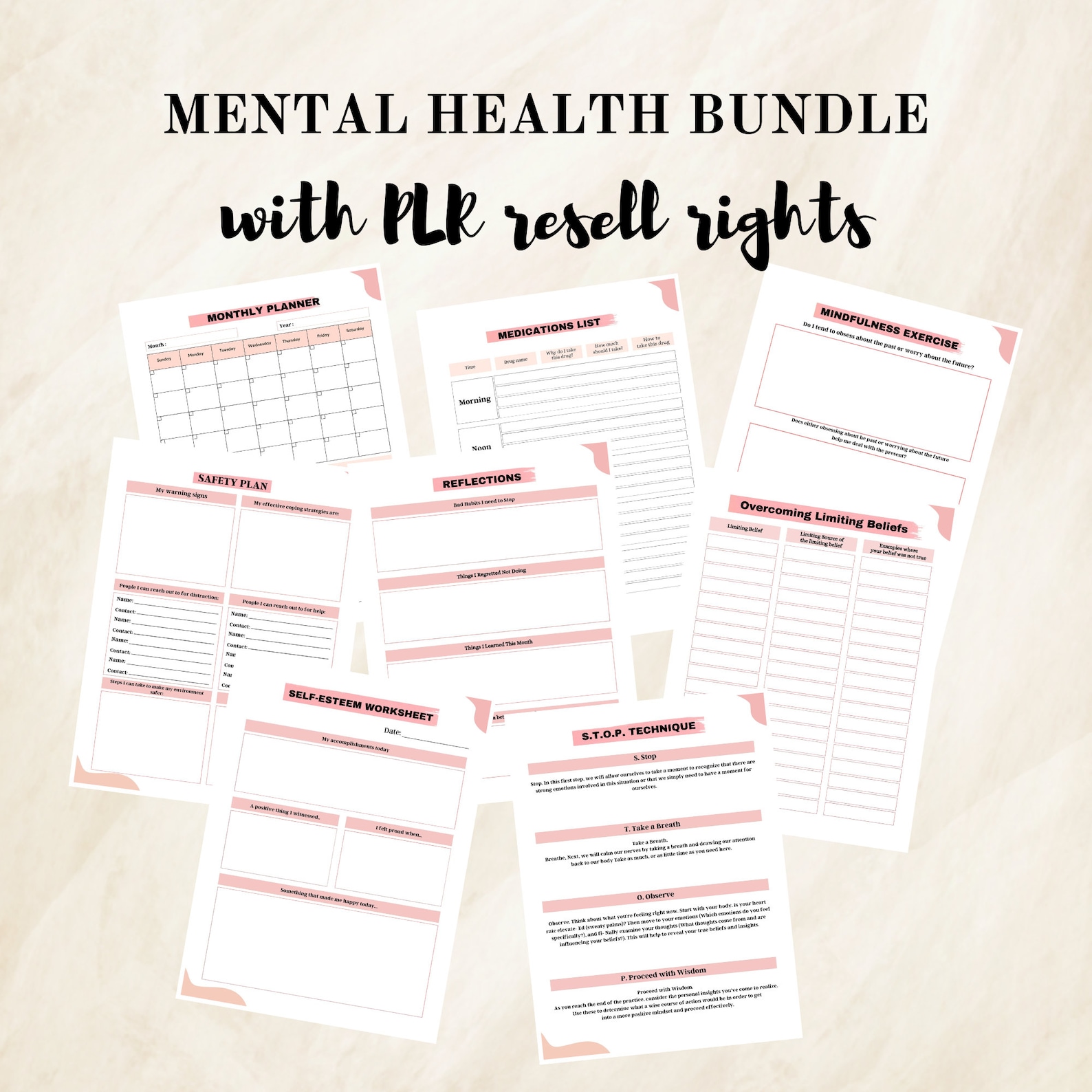 PLR Mental Health Bundle, Canva Template, Health PLR Planner, Editable ...