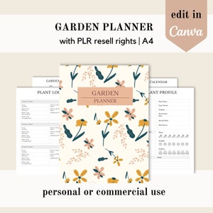 PLR Garden planner, watering schedule Canva template, PLR editable canva template, done for you plant log, commercial use resell rights
