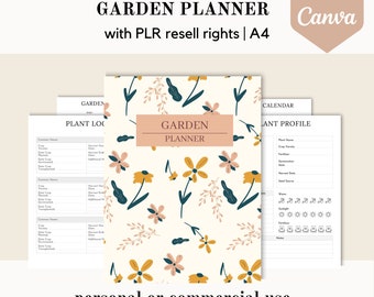 PLR Garden planner, watering schedule Canva template, PLR editable canva template, done for you plant log, commercial use resell rights