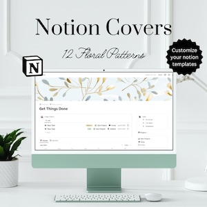 Flower botanical notion covers, customize notion templates, floral digital planner cover, blooming vibrant banners, pastel notion cover pack