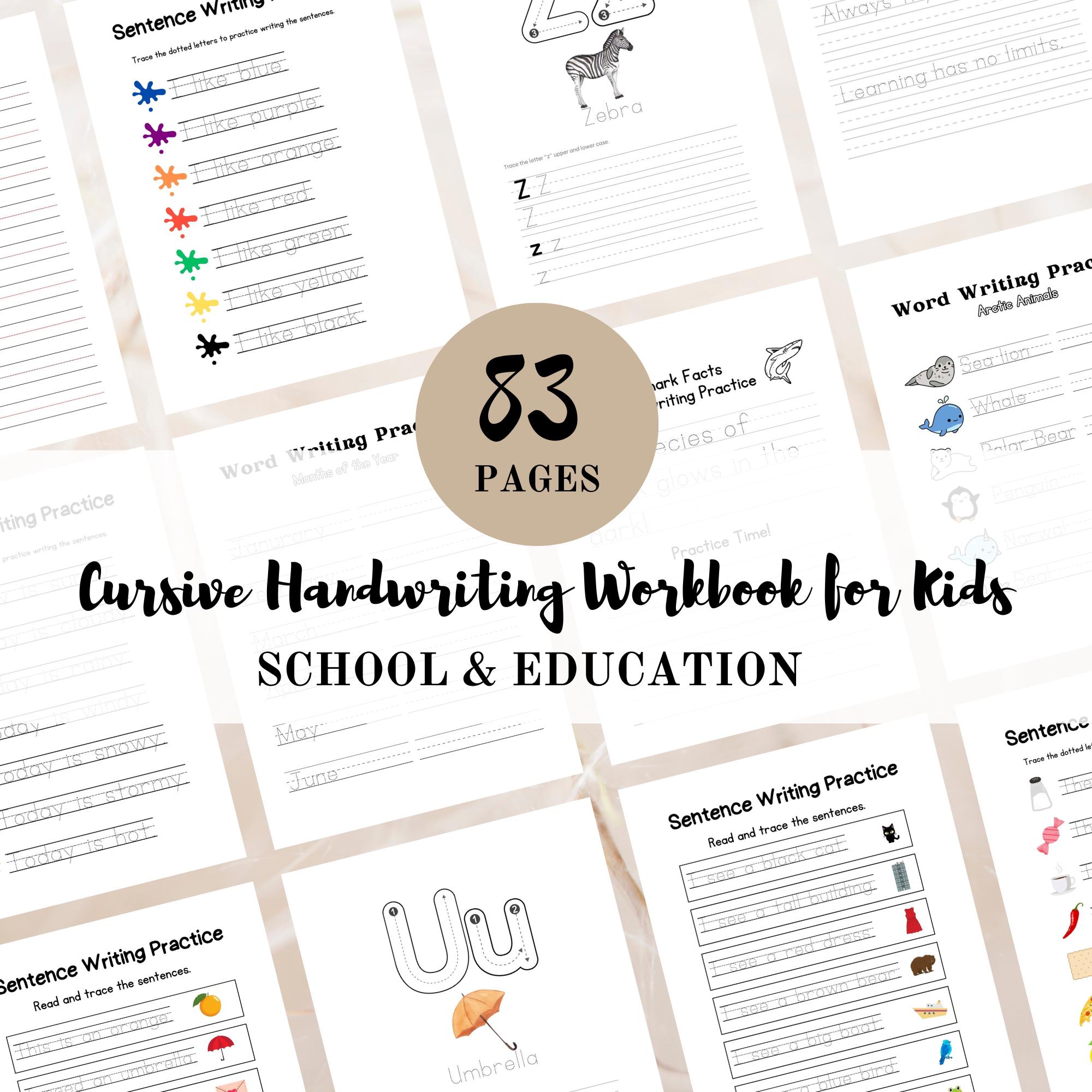 PLR Kids Cursive Handwriting Workbook, Canva Template, Education PLR ...