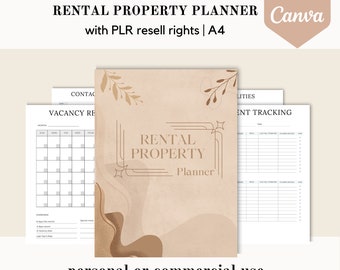 PLR Rental property planner, Canva template, goals PLR, editable lease canva template, done for you journal, commercial use resell rights