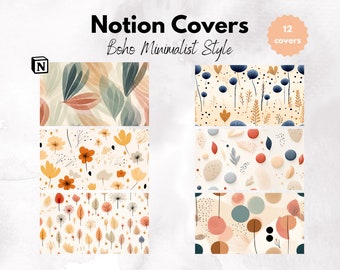 Plantillas de portadas de Notion, plantillas personalizadas de Notion, portadas de Notion minimalistas bohemias, estética natural beige de Notion, paquete de portadas de Notion en tonos pastel