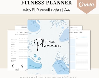 PLR Fitness planner, Canva template, weight loss PLR planner, editable canva template, done for you journal, commercial use resell rights