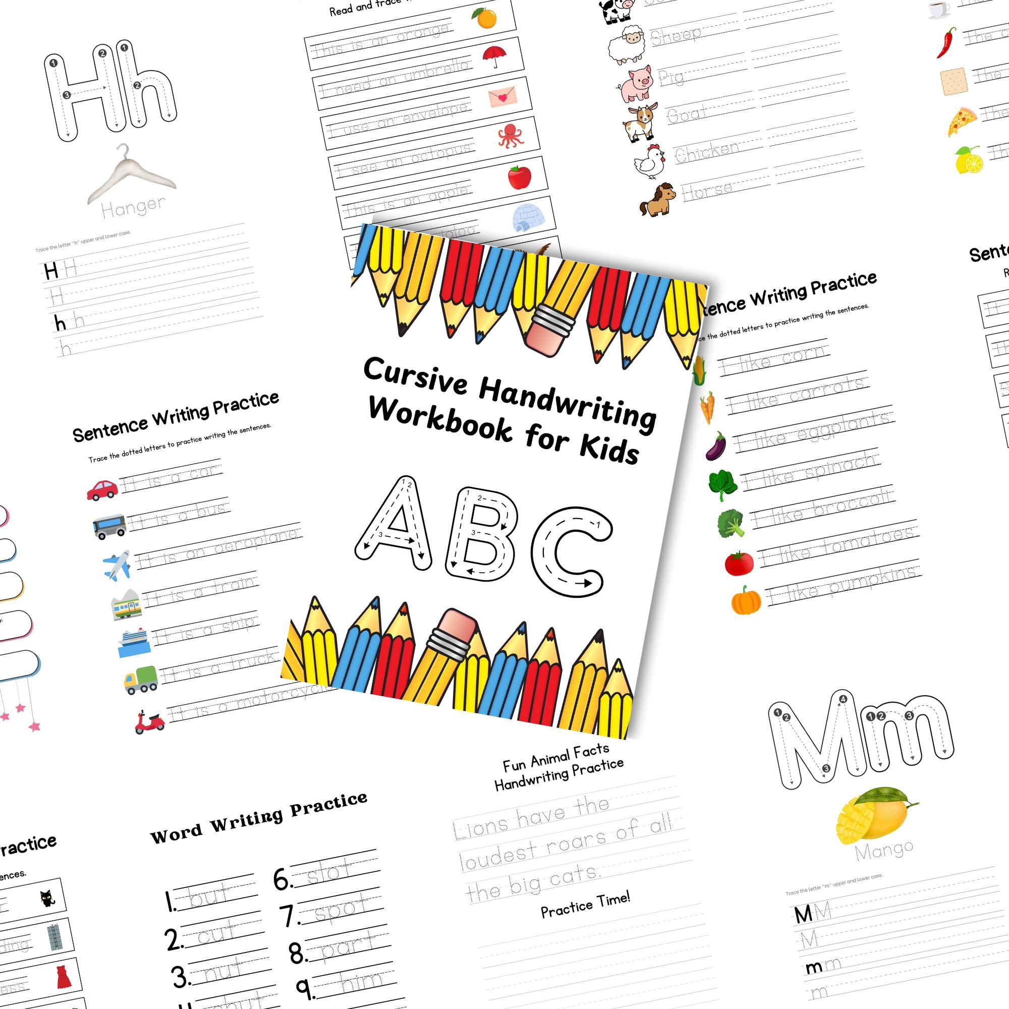 PLR Kids Cursive Handwriting Workbook, Canva Template, Education PLR ...