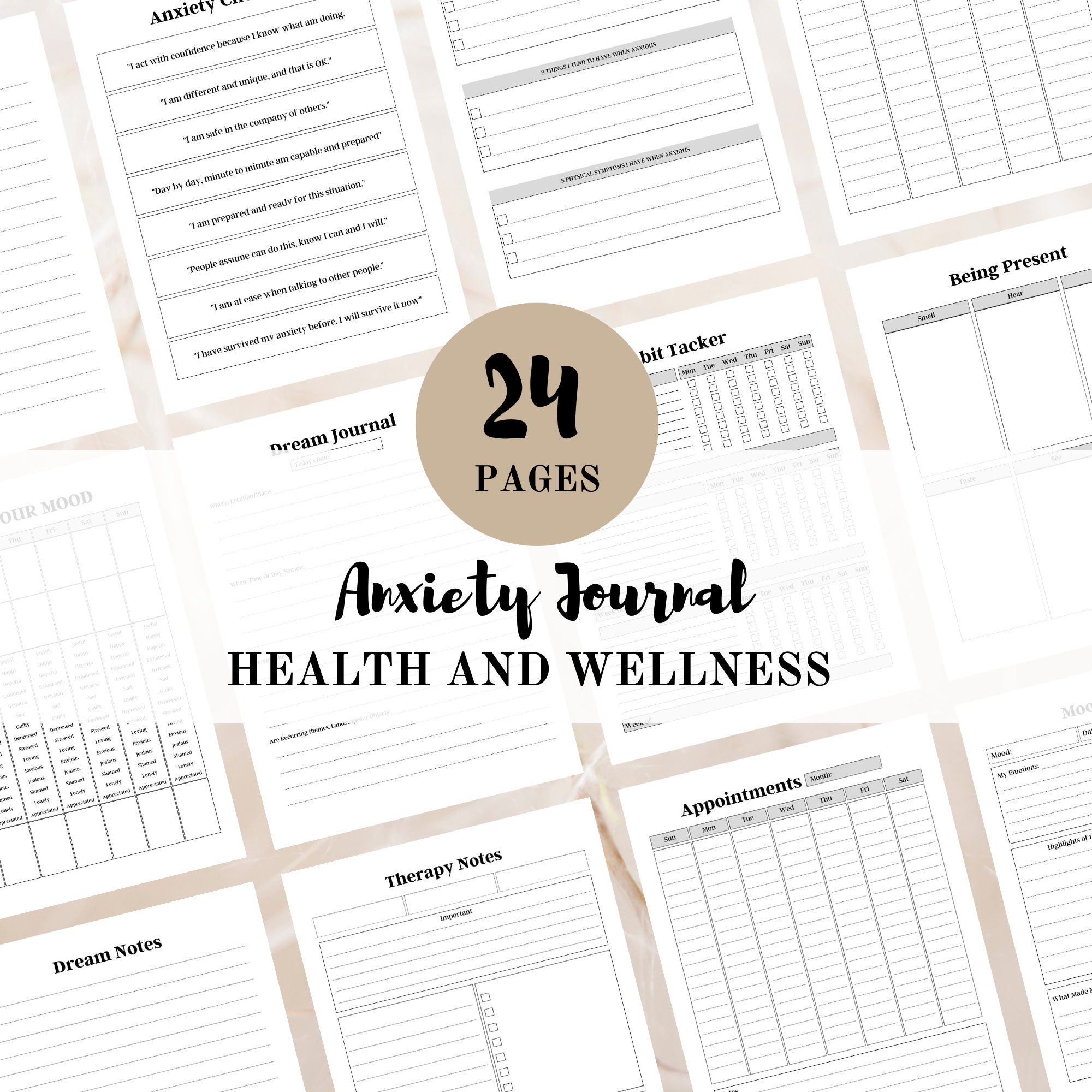PLR Anxiety Journal Canva Template: Mental Health Worksheets ...
