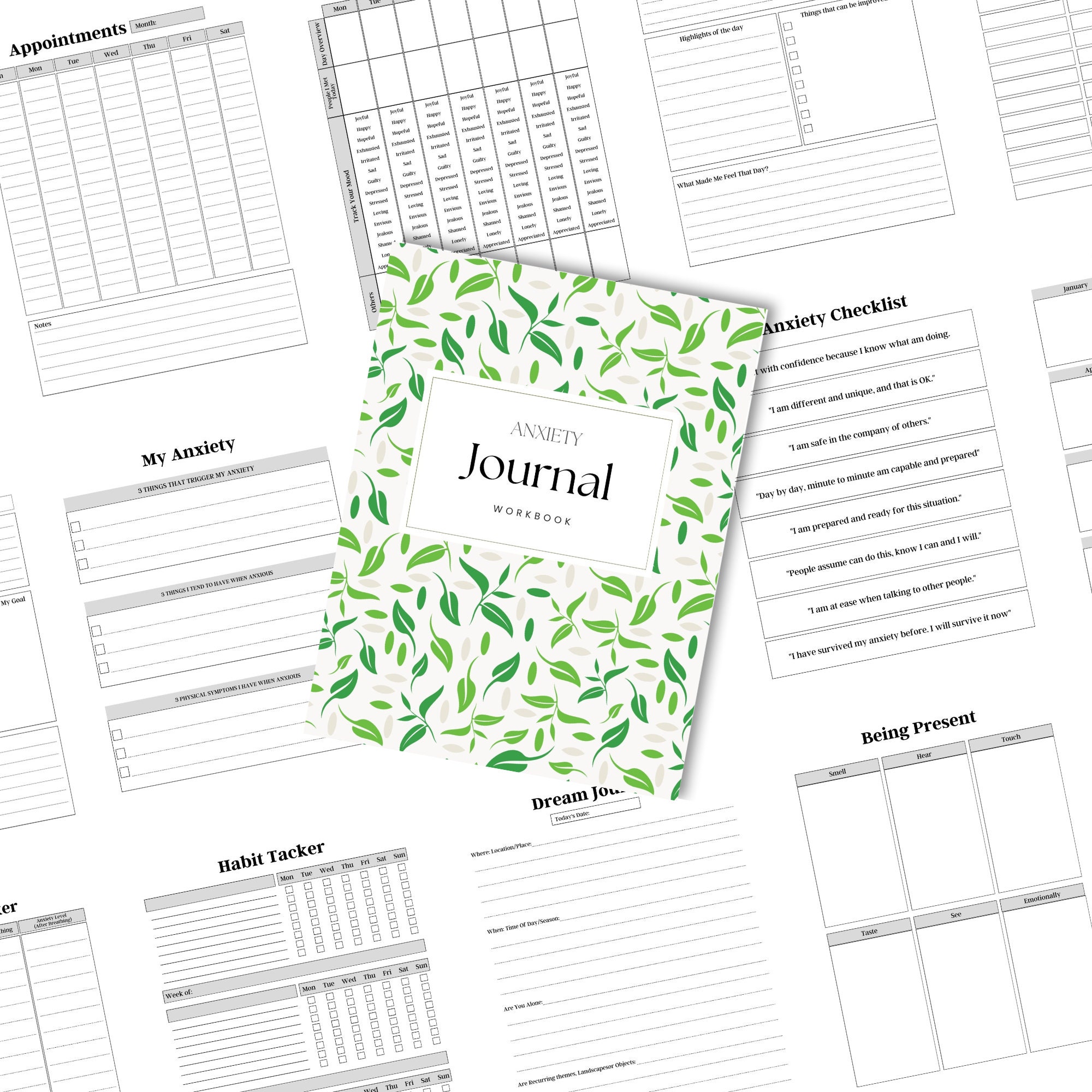PLR Anxiety Journal Canva Template: Mental Health Worksheets ...