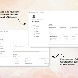 Bank account tracker notion template