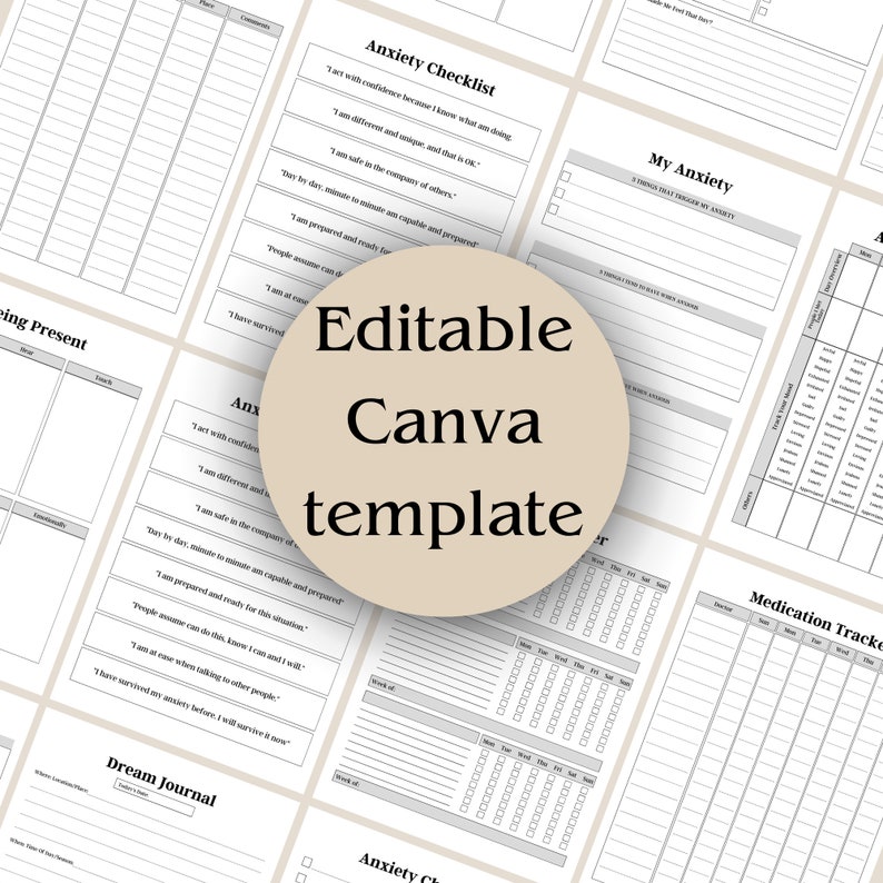 PLR Anxiety Journal Canva Template: Mental Health Worksheets ...