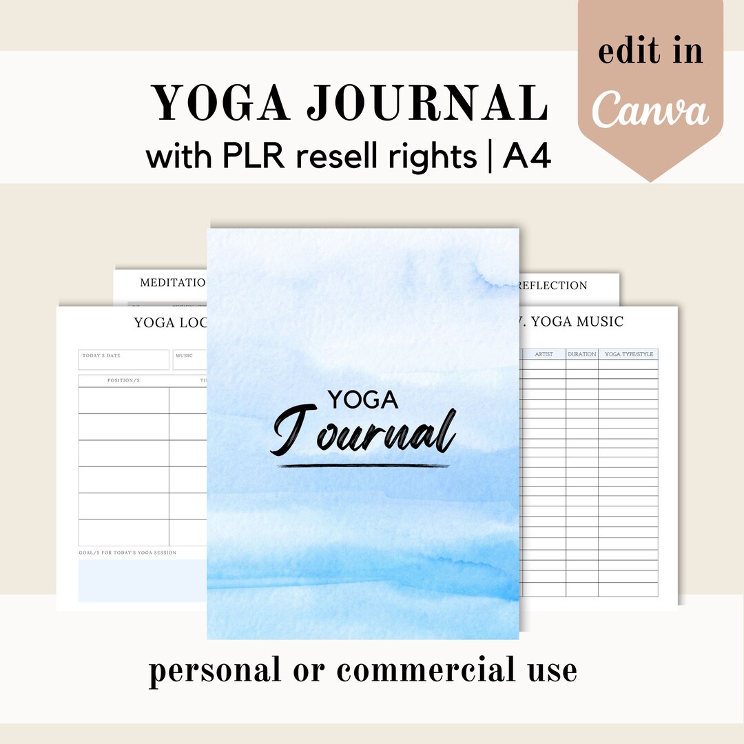 PLR Yoga Journal Canva Template: Wellness Planner (commercial and ...