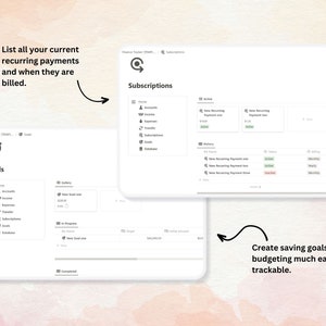 Subscription management Notion tracker template