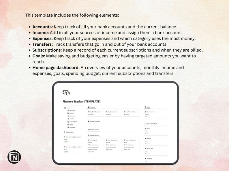 Ultimate finance planner dashboard preview