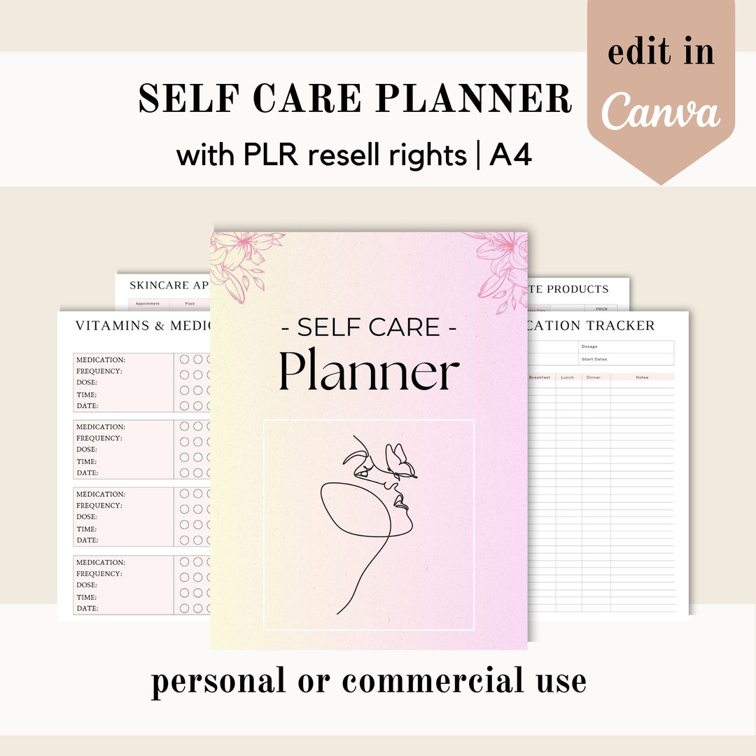 Plr Self Care Planner Canva Template Health Plr Planner Editable Plr Self Care Planner Canva Template Health Plr Planner Editable