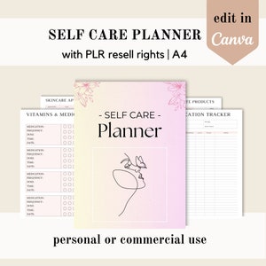 PLR Self care planner, Canva template, health PLR planner, editable canva template, done for you journal, commercial use resell rights