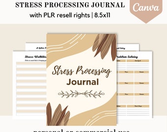 PLR Stress processing journal, Canva template, problem solving PLR, editable canva template, done for you, commercial use resell rights